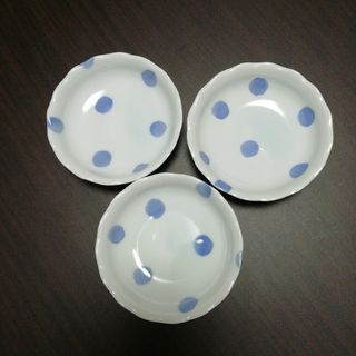 【カワイイ♪】水玉まめ皿　小皿　絵皿　昭和レトロ(食器)