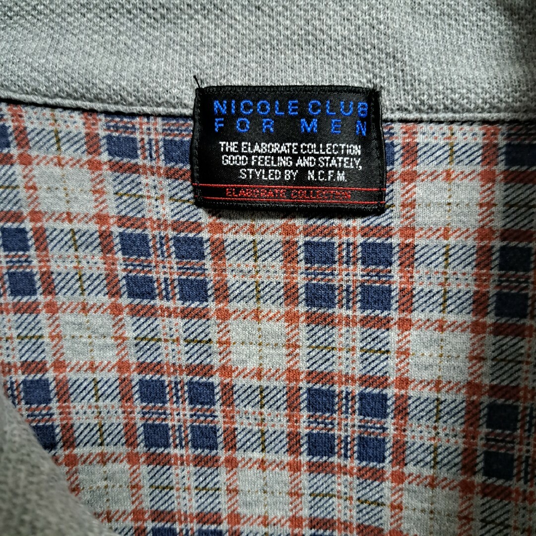 NICOLE CLUB FOR MEN(ニコルクラブフォーメン)のニコルクラブフォーメン アウター ジャケット くるみボタン チェックグレー L メンズのジャケット/アウター(ブルゾン)の商品写真