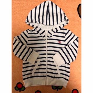 プチバトー(PETIT BATEAU)のプチバトー　パーカー　18m81cm ボーダー(カーディガン/ボレロ)