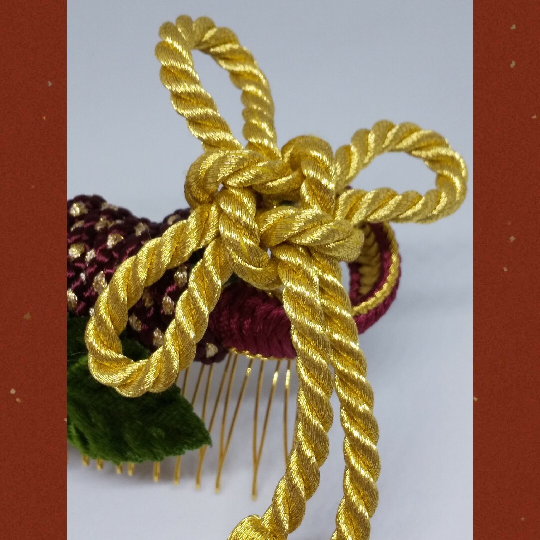 ■ 美品です!! ■髪飾り ゴールド パープル エンジ レディースの水着/浴衣(和装小物)の商品写真