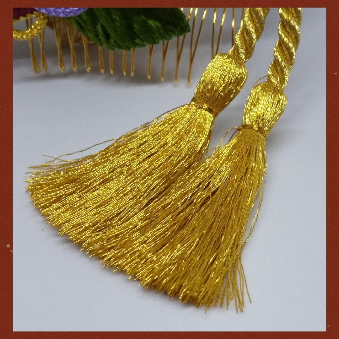 ■ 美品です!! ■髪飾り ゴールド パープル エンジ レディースの水着/浴衣(和装小物)の商品写真