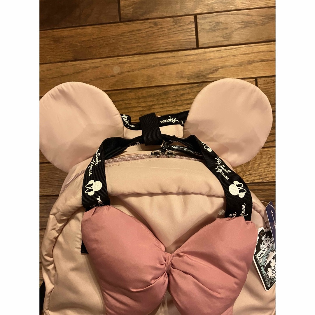 Disney(ディズニー)の新品タグ付きシューラリュー　ディズニーリュック　ピンク　リボンとお耳可愛い レディースのバッグ(リュック/バックパック)の商品写真