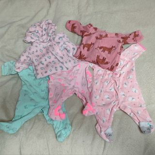 新品！5枚セット！新生児用海外ベビー服(0m NewBornサイズ)(ロンパース)