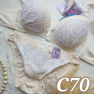 №473【C70】ノーブルリリープリーツブラジャー&フルバックショーツ(ブラ&ショーツセット)