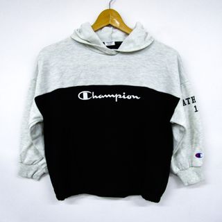 チャンピオン(Champion)のチャンピオン 長袖パーカー プルオーバー スウェット スエット キッズ 女の子用 130サイズ グレー×ブラック Champion(Tシャツ/カットソー)