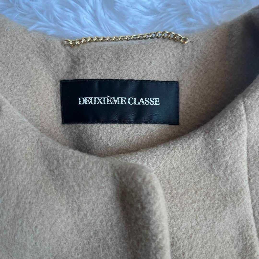 DEUXIEME CLASSE(ドゥーズィエムクラス)の【高級】DEUXIEME CLASSE   カシミヤ混ノーカラーコート レディースのジャケット/アウター(ロングコート)の商品写真