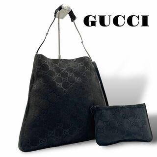 グッチ(Gucci)の良品 グッチ ワンショルダーバッグ GG柄 スエード メタルハンドル ポーチ付き(ショルダーバッグ)