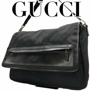 グッチ(Gucci)のGUCCI グッチ　ショルダーバッグ　メッセンジャーバッグ　ナイロン　黒　大容量(ショルダーバッグ)