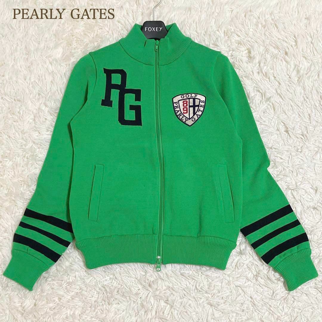 PEARLY GATES - 美品 パーリーゲイツ ニットブルゾン ワッペン ロゴ