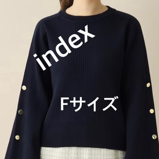 インデックス(INDEX)の3845 index ワールド ニット ネイビー F 新品未使用(ニット/セーター)