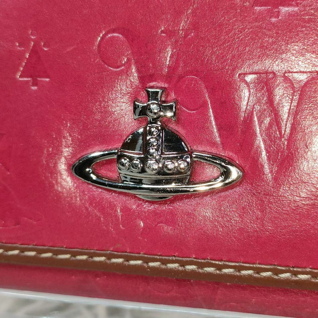 Vivienne Westwood(ヴィヴィアンウエストウッド)のヴィヴィアンウエストウッド 三つ折財布 総柄 オーブ ロゴ パープル がま口紫 レディースのファッション小物(財布)の商品写真