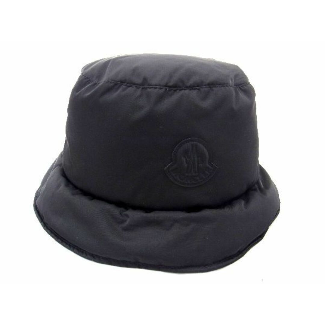 ■極美品■ MONCLER モンクレール ポリエステル100％ ダウン バケットハット 帽子 表記サイズ S メンズ レディース ブラック系 AS4523表記サイズS実寸