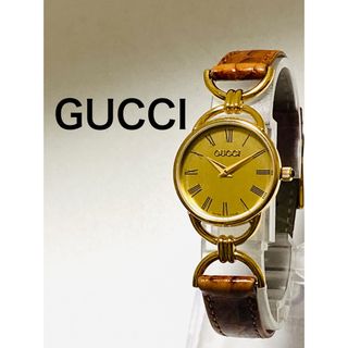 グッチ(Gucci)の美品！　GUCCI グッチ　ベルト純正　電池新品　レディース腕時計　ゴールド(腕時計)