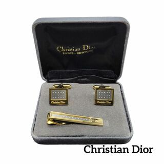 クリスチャンディオール(Christian Dior)の【美品】Christian Dior タイピンカフス ゴールド グレー ドット(ネクタイピン)