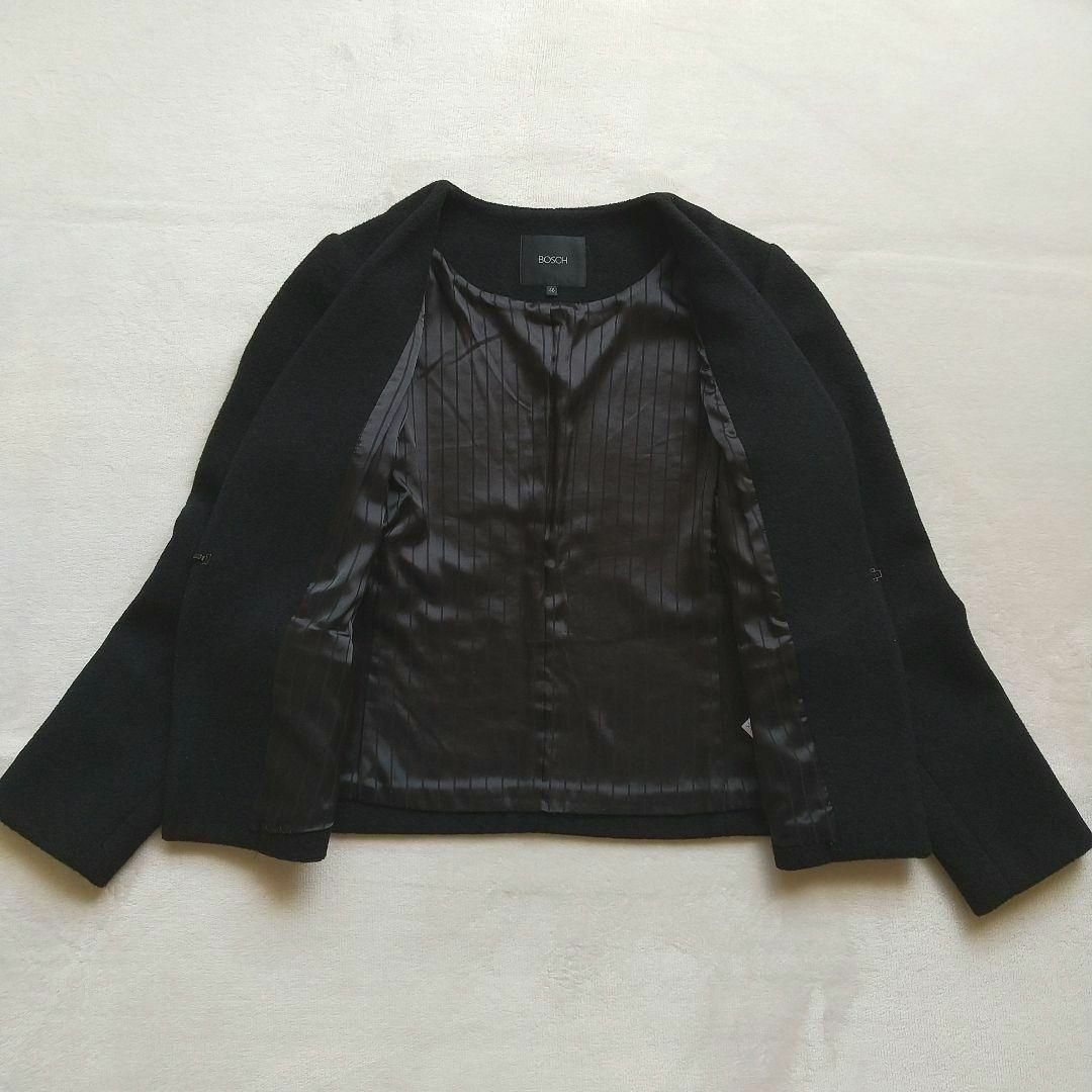 BOSCH(ボッシュ)のボッシュ ジャケット ノーカラー 長袖 ウール混 ブラック M レディースのジャケット/アウター(ノーカラージャケット)の商品写真