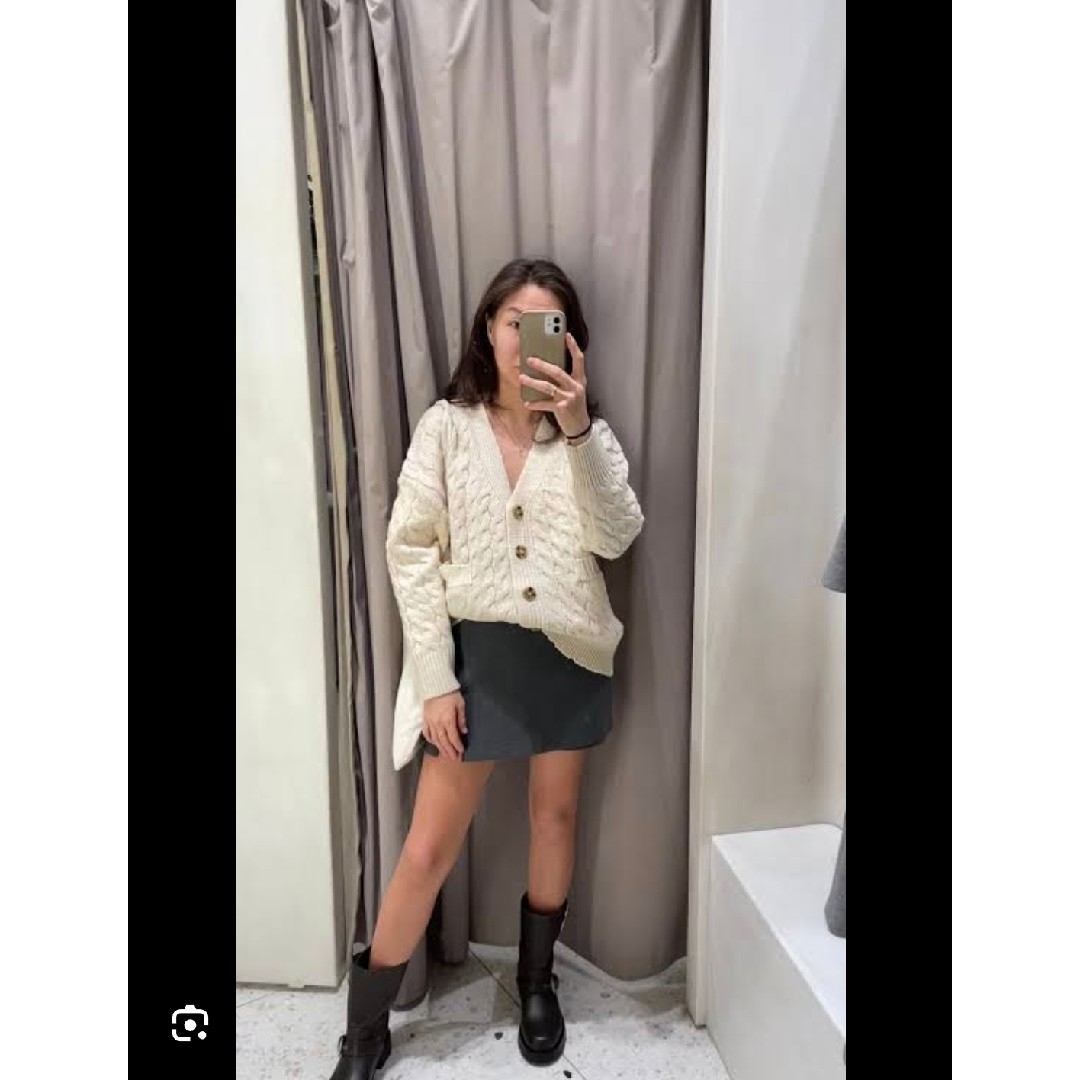 ZARA - ZARA ウールブレンド ケーブルニット カーディガン M ZARA - ZARA ウールブレンド ケーブルニット カーディガン M