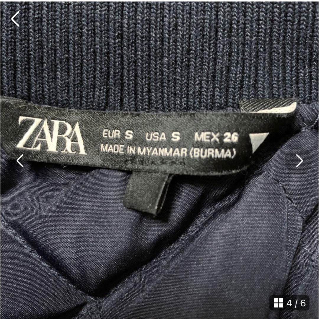 ZARA(ザラ)のZARA ザラ　クロップド ボンバージャケット　紺Sサイズ レディースのジャケット/アウター(ブルゾン)の商品写真