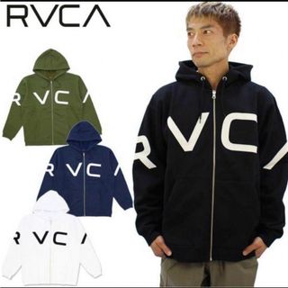 ルーカ(RVCA)の【美品】RVCA ビッグロゴ スウェット ジップ パーカー(パーカー)