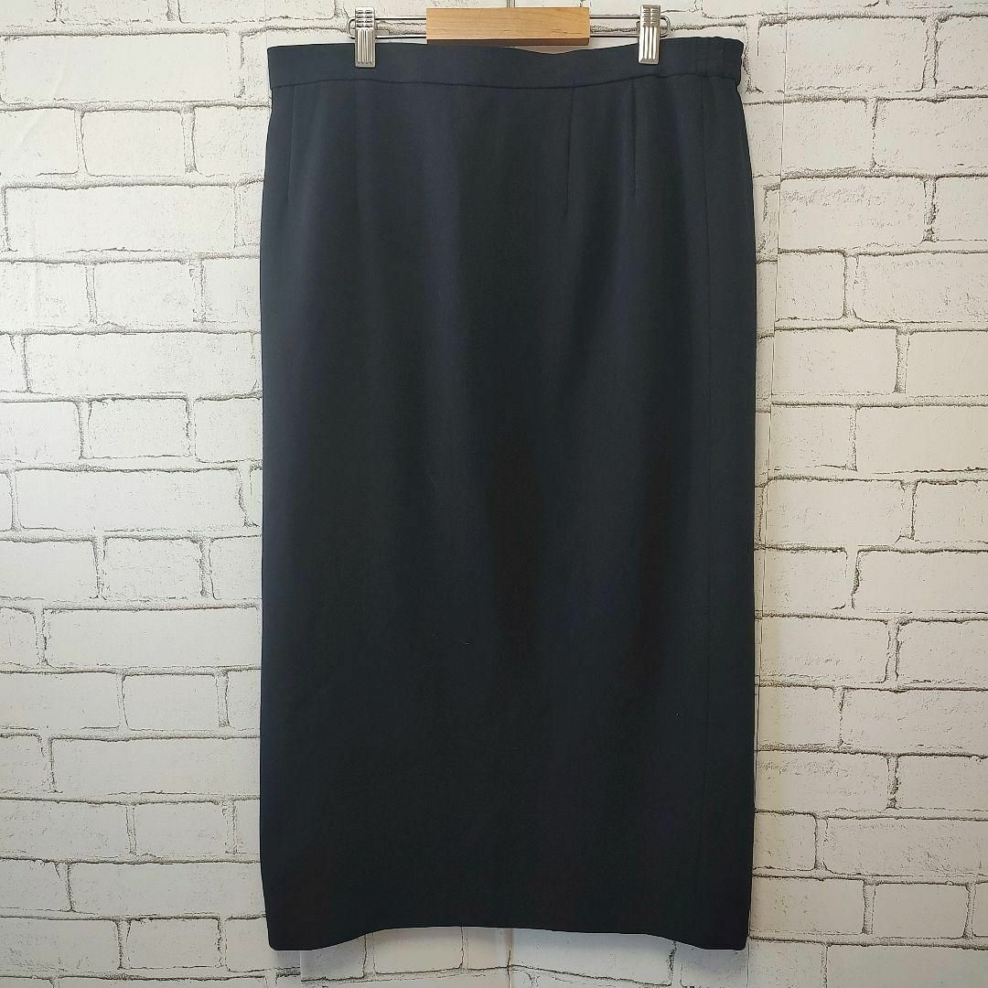 【サンヒルズ】スカート (15BR) ブラック 大きめ 両サイドゴム レディースのスカート(ひざ丈スカート)の商品写真