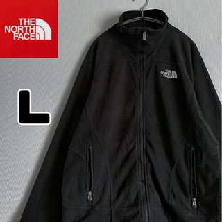 ザノースフェイス(THE NORTH FACE)のノースフェイス　フルジップ　フリースジャケット　黒　Lサイズ　古着　刺繍ロゴ(ブルゾン)