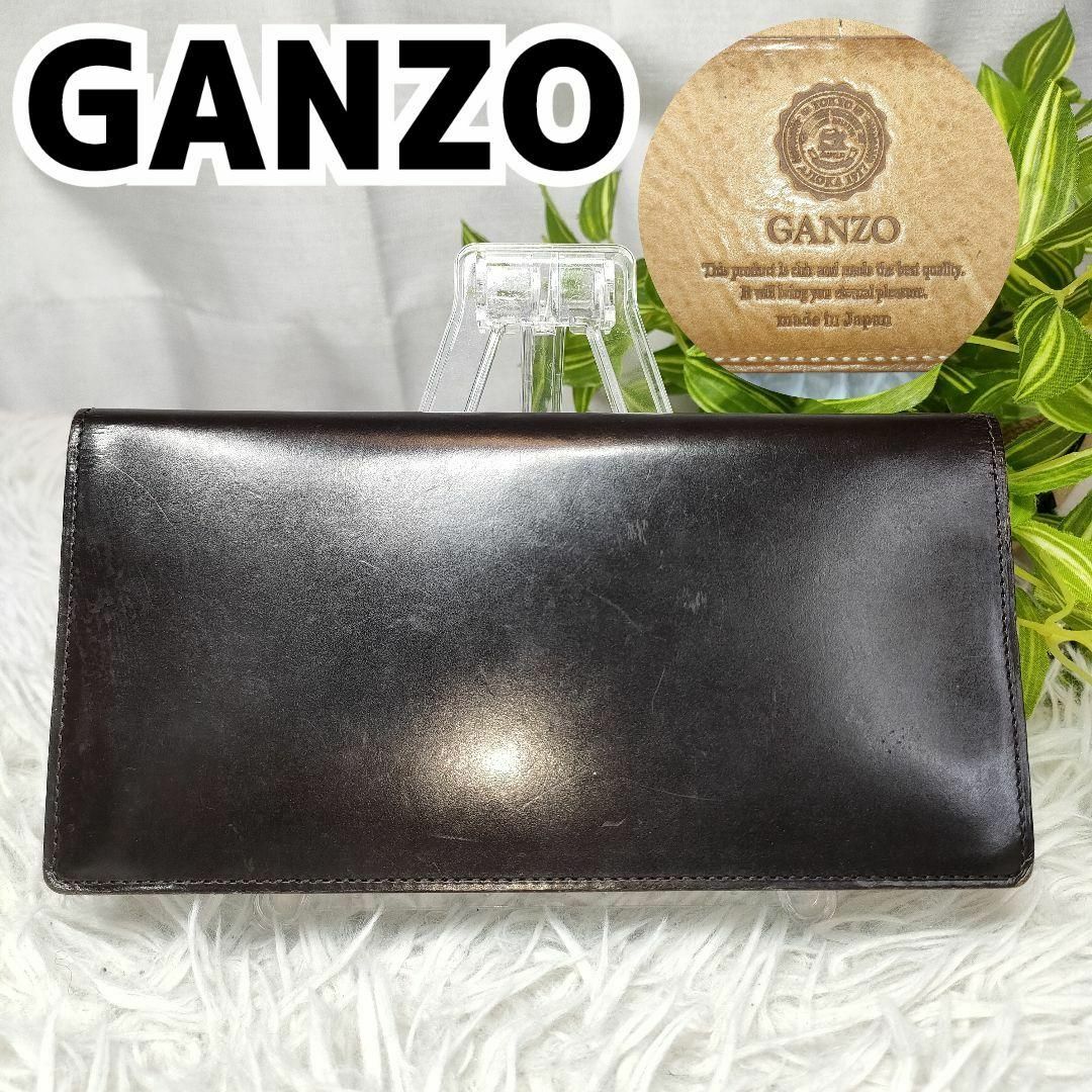 GANZO(ガンゾ)のガンゾ 長財布 ブラック レザー コードバン GANZO 折り財布 黒 本革 メンズのファッション小物(長財布)の商品写真