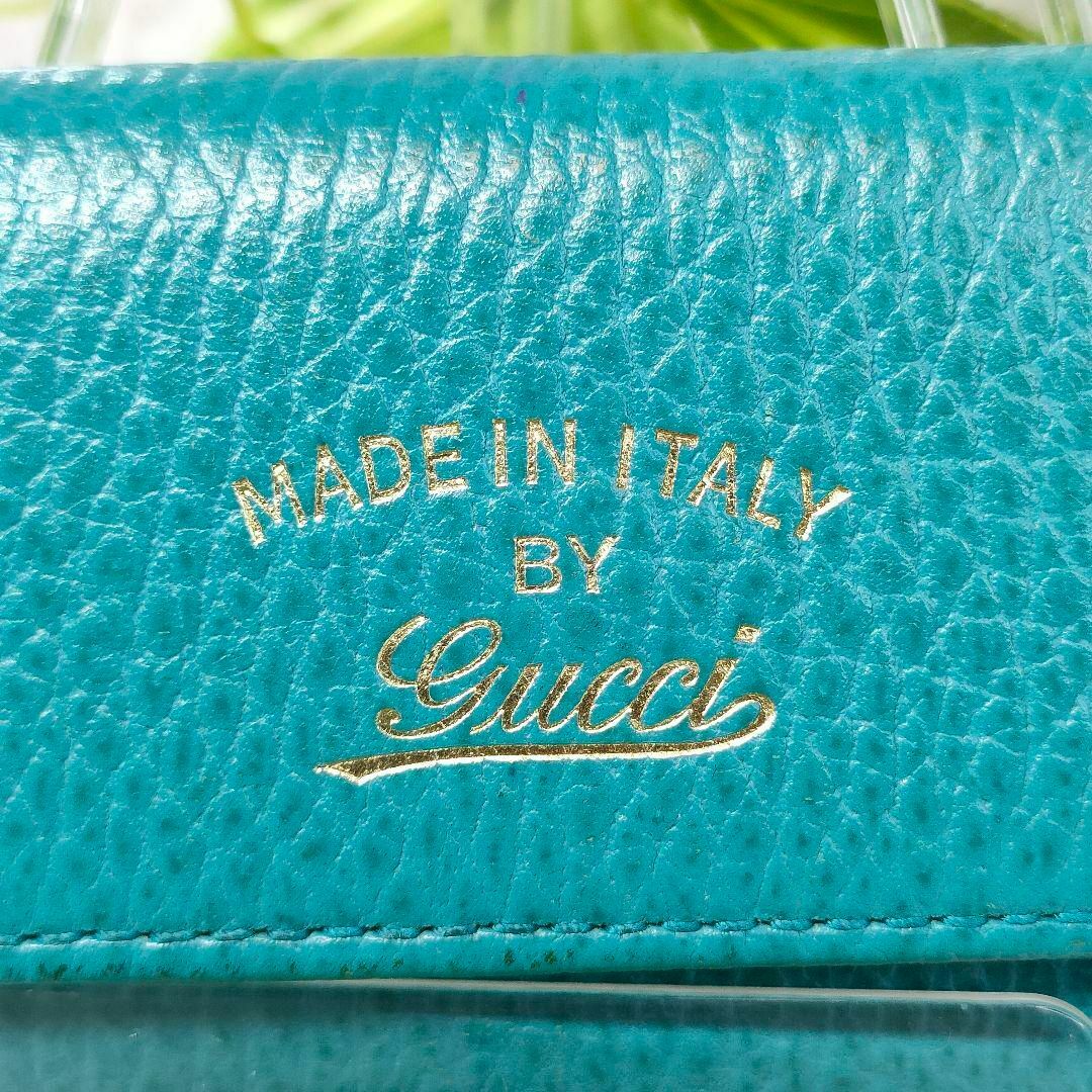 Gucci(グッチ)のグッチ キーケース  ロゴ レザー GUCCI 6連キーケース 青 シボ革 レディースのファッション小物(キーケース)の商品写真