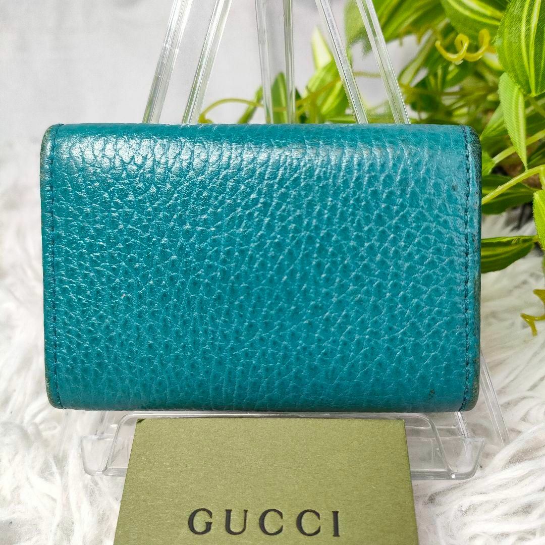 GUCCI - グッチ キーケース ロゴ レザー GUCCI 6連キーケース 青 GUCCI - グッチ キーケース ロゴ レザー GUCCI 6連キーケース 青