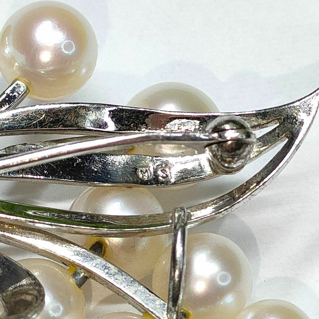 MIKIMOTO(ミキモト)のミキモト パール 真珠 ブローチ 11珠 シルバー M刻印 S刻印 アクセサリー レディースのアクセサリー(ブローチ/コサージュ)の商品写真