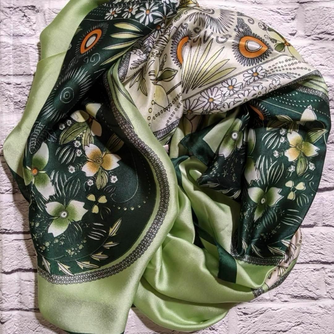 大判 ストール スカーフ ショール 花柄 防寒  ピスタチオグリーン おしゃれ レディースのファッション小物(マフラー/ショール)の商品写真