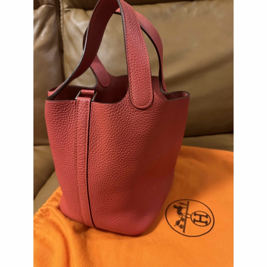 18cmマチピコタンロック PM ルージュピヴォワンヌ SV金具 HERMES