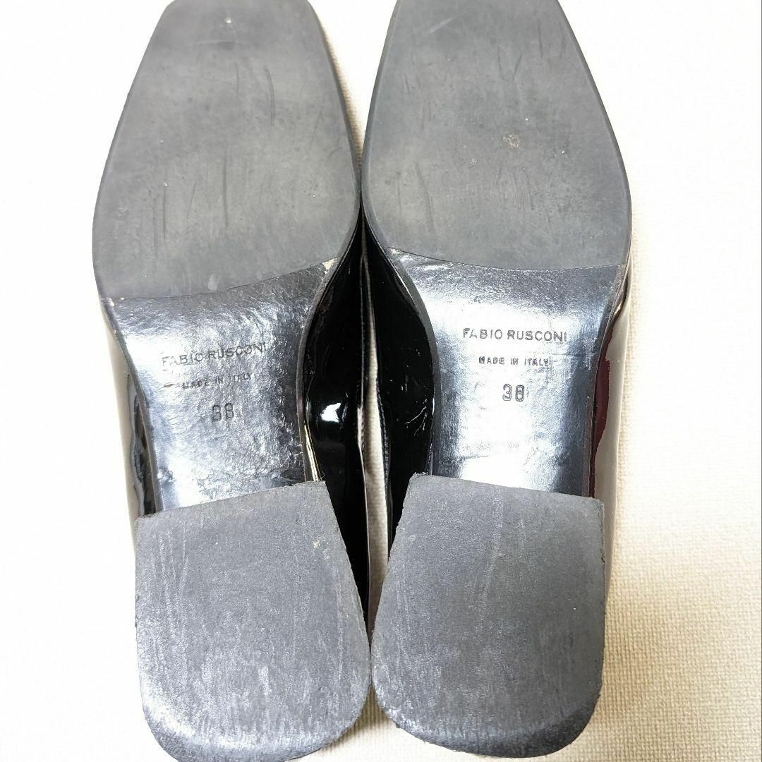 FABIO RUSCONI(ファビオルスコーニ)のファビオルスコーニ　ローファーヒール　38　エナメル　スクエアトゥ　希少 レディースの靴/シューズ(スリッポン/モカシン)の商品写真