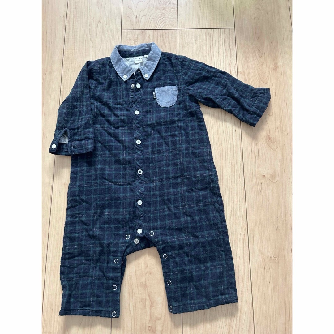 【美品】チェック　ブルー　シャツ　男の子　ベビー　80  キッズ/ベビー/マタニティのベビー服(~85cm)(シャツ/カットソー)の商品写真