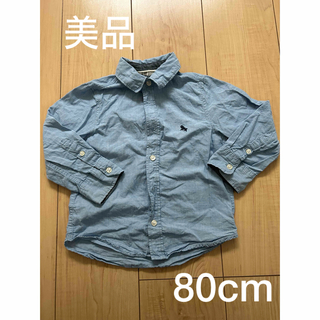 エイチアンドエム(H&M)の【美品】H &M シャツ　水色　シンプル　80 (シャツ/カットソー)