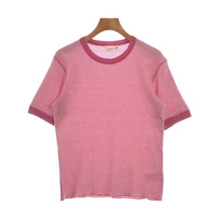 ヘルスニット(Healthknit)のHealthknit Tシャツ・カットソー S ピンクx白(ボーダー) 【古着】【中古】(カットソー(半袖/袖なし))