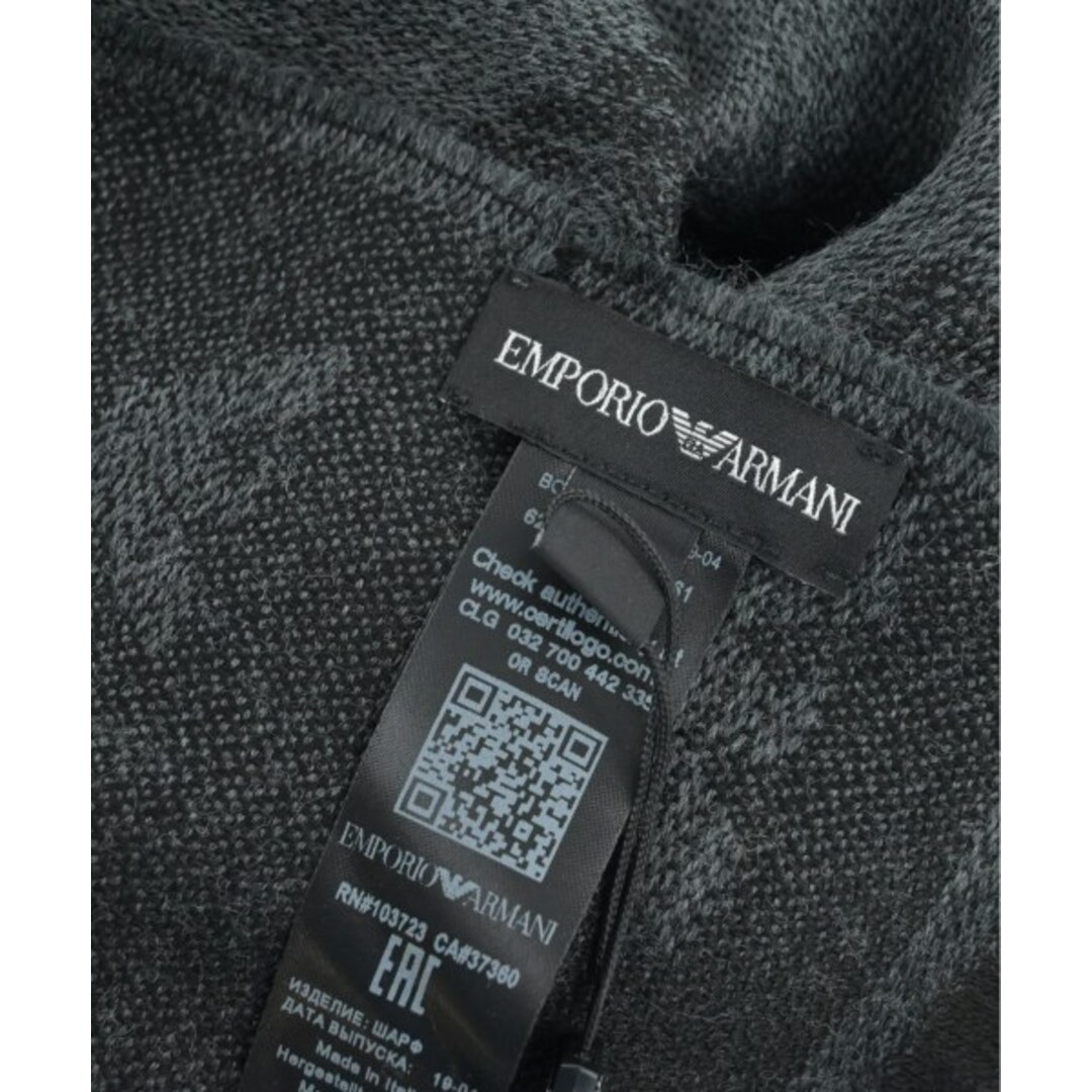 Emporio Armani(エンポリオアルマーニ)のEMPORIO ARMANI マフラー - グレーx黒(総柄) 【古着】【中古】 メンズのファッション小物(マフラー)の商品写真