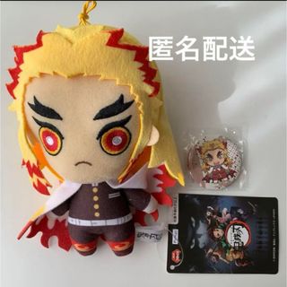 キメツノヤイバ(鬼滅の刃)の【美品】鬼滅の刃　demon slayer 煉獄杏寿郎　ぬいぐるみ　缶バッジ(キャラクターグッズ)