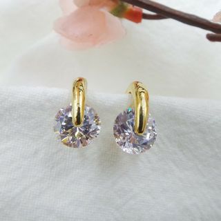 高級！！CZ ダイヤ　ループピアス　S925 ピアス　k18コーティング(ピアス)