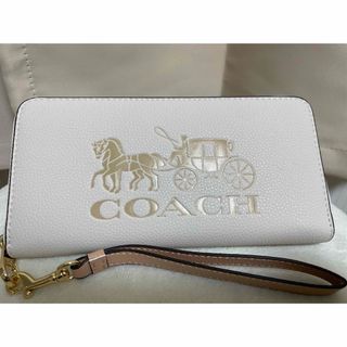 【新品】コーチ ポーチ COACH ロゴ ストライプ付き コーナージップリストレット L字 CH311 レディース-ch311-imcah