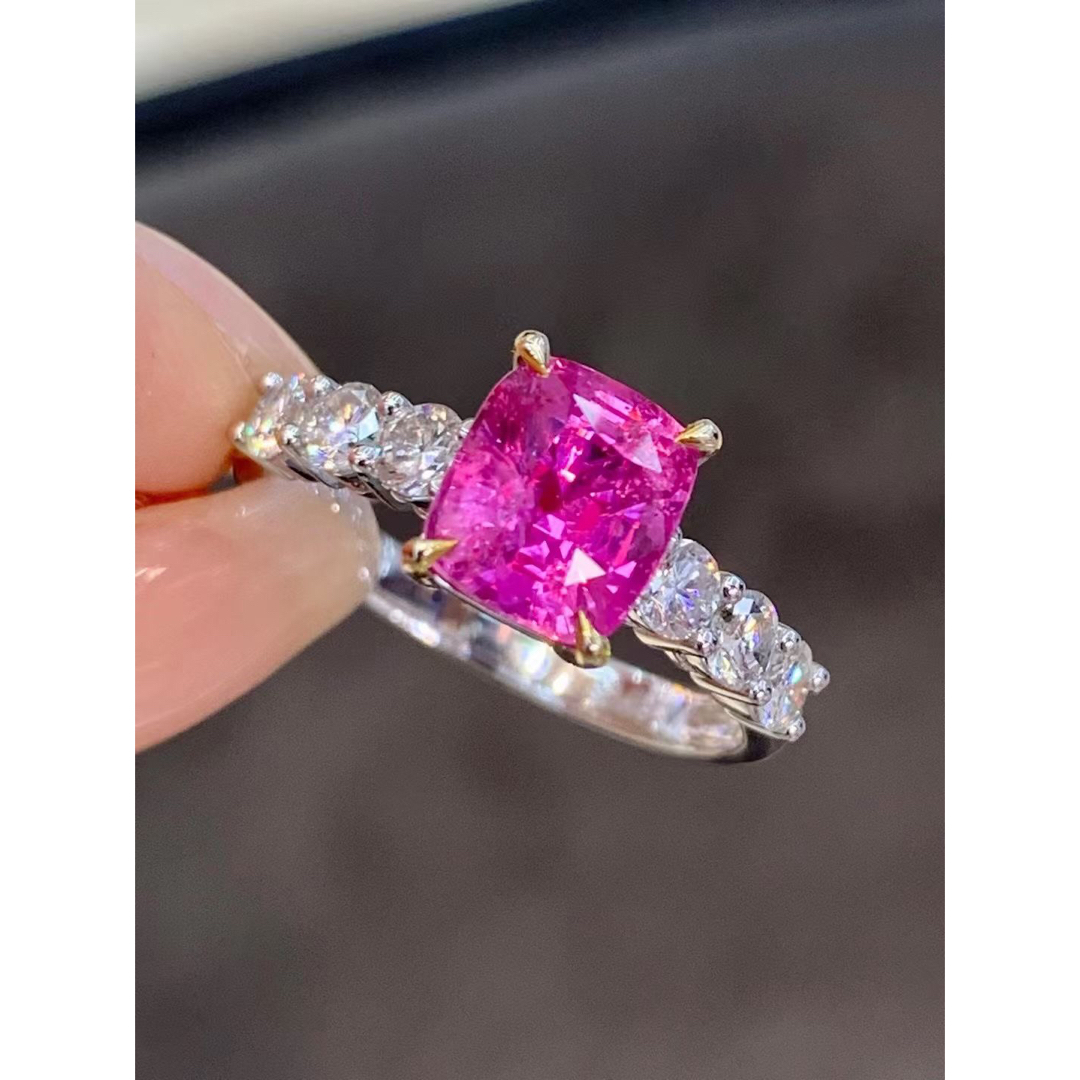 天然 パパラチアサファイア ダイヤ リング2.09ct k18 ¥ レディースのアクセサリー(リング(指輪))の商品写真