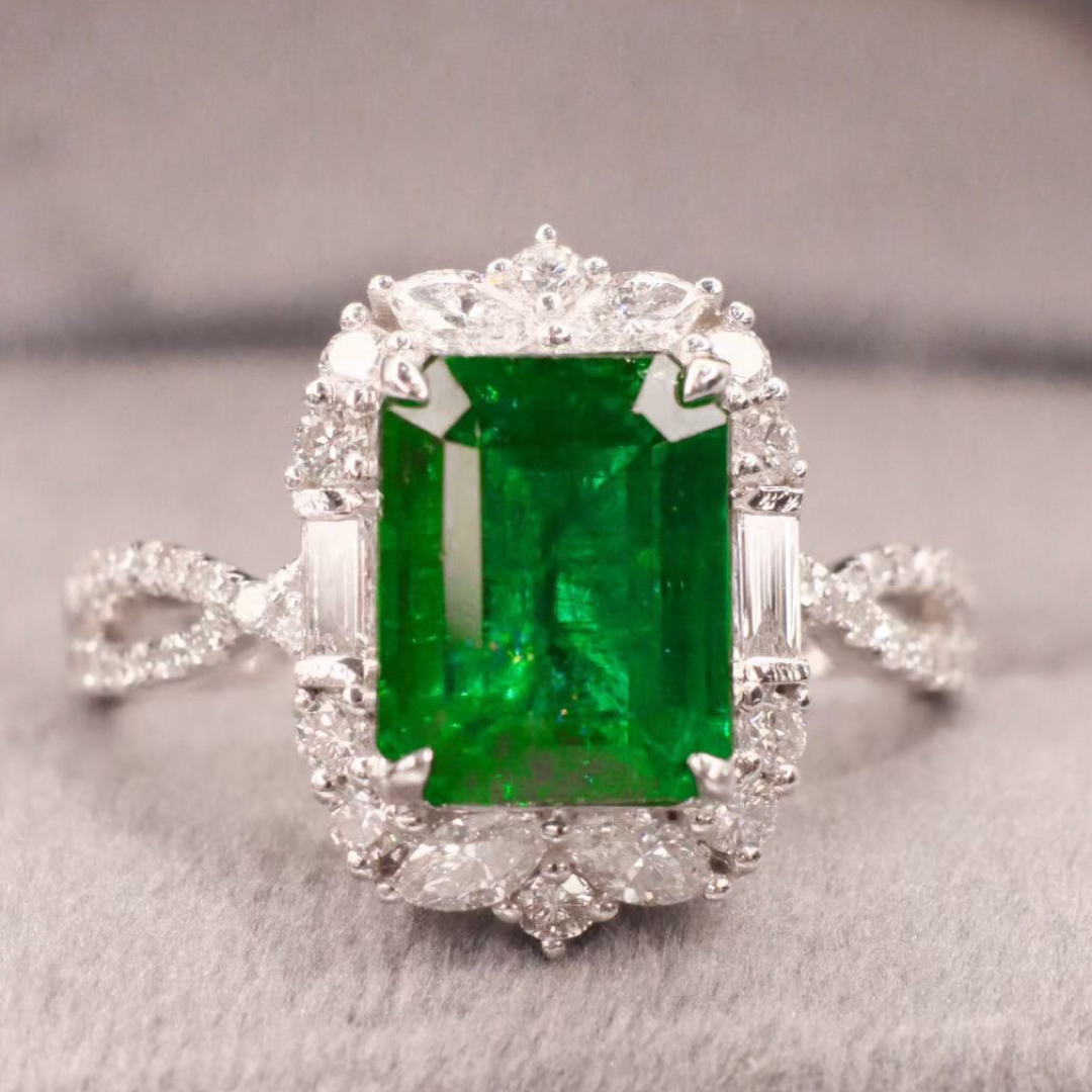 天然 エメラルド ダイヤ  リング2.65ct k18 ¥ レディースのアクセサリー(リング(指輪))の商品写真