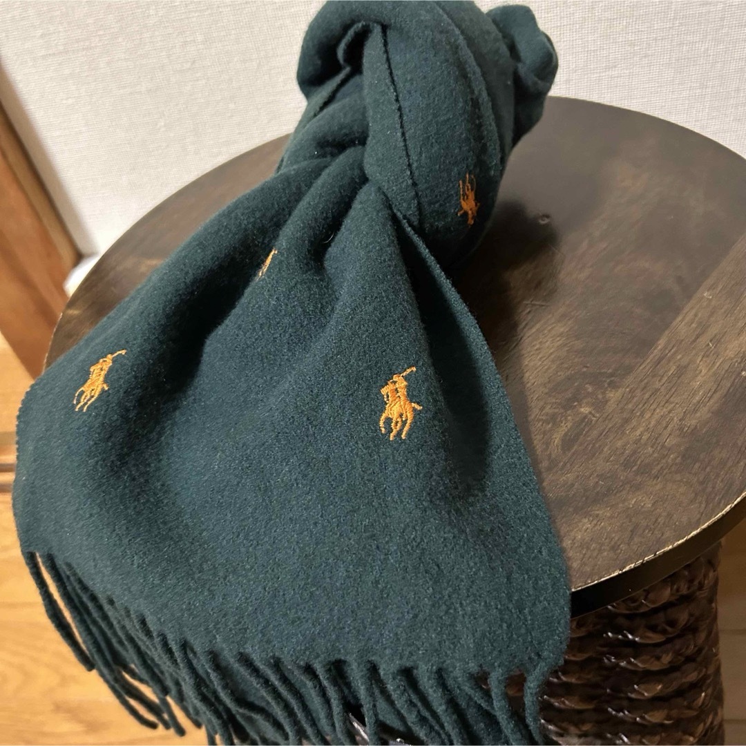 POLO RALPH LAUREN(ポロラルフローレン)のイタリア製 ポロラルフローレン 古着マフラー  ポニー刺繍 ウール100% レディースのファッション小物(マフラー/ショール)の商品写真