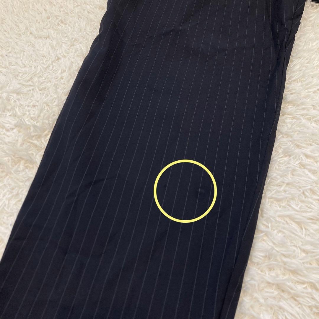 ノーブル NOBLE ハイウエストカーブシルエットパンツ ネイビー ストライプ ノーブル NOBLE ハイウエストカーブシルエットパンツ ネイビー ストライプ