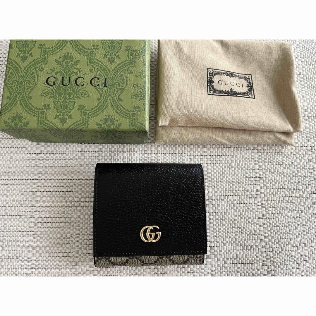 極美品！GUCCI GGマーモント ミディアム ウォレット ブラック