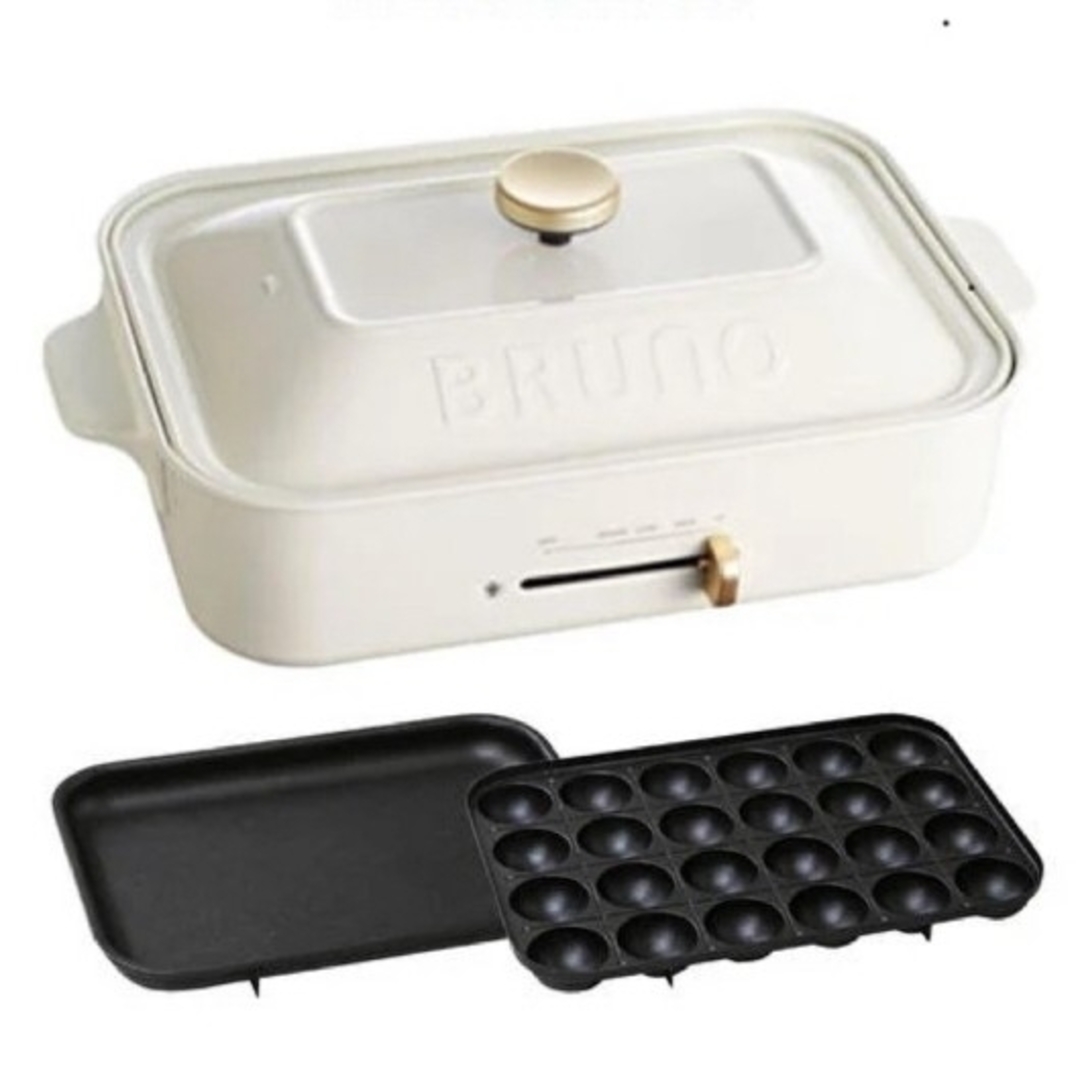 BRUNO(ブルーノ)のおもなが様　BRUNO コンパクトホットプレート ホワイト BOE021-WH スマホ/家電/カメラの調理家電(ホットプレート)の商品写真