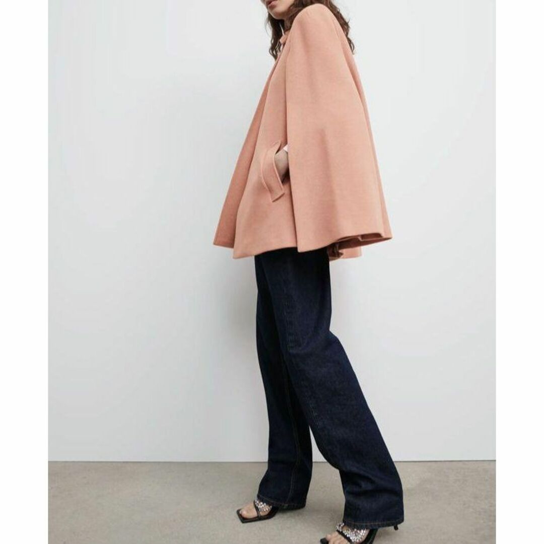 ZARA - ZARA ザラ コットン混ケープコート グレー XS ポンチョの ZARA - ZARA ザラ コットン混ケープコート グレー XS ポンチョの