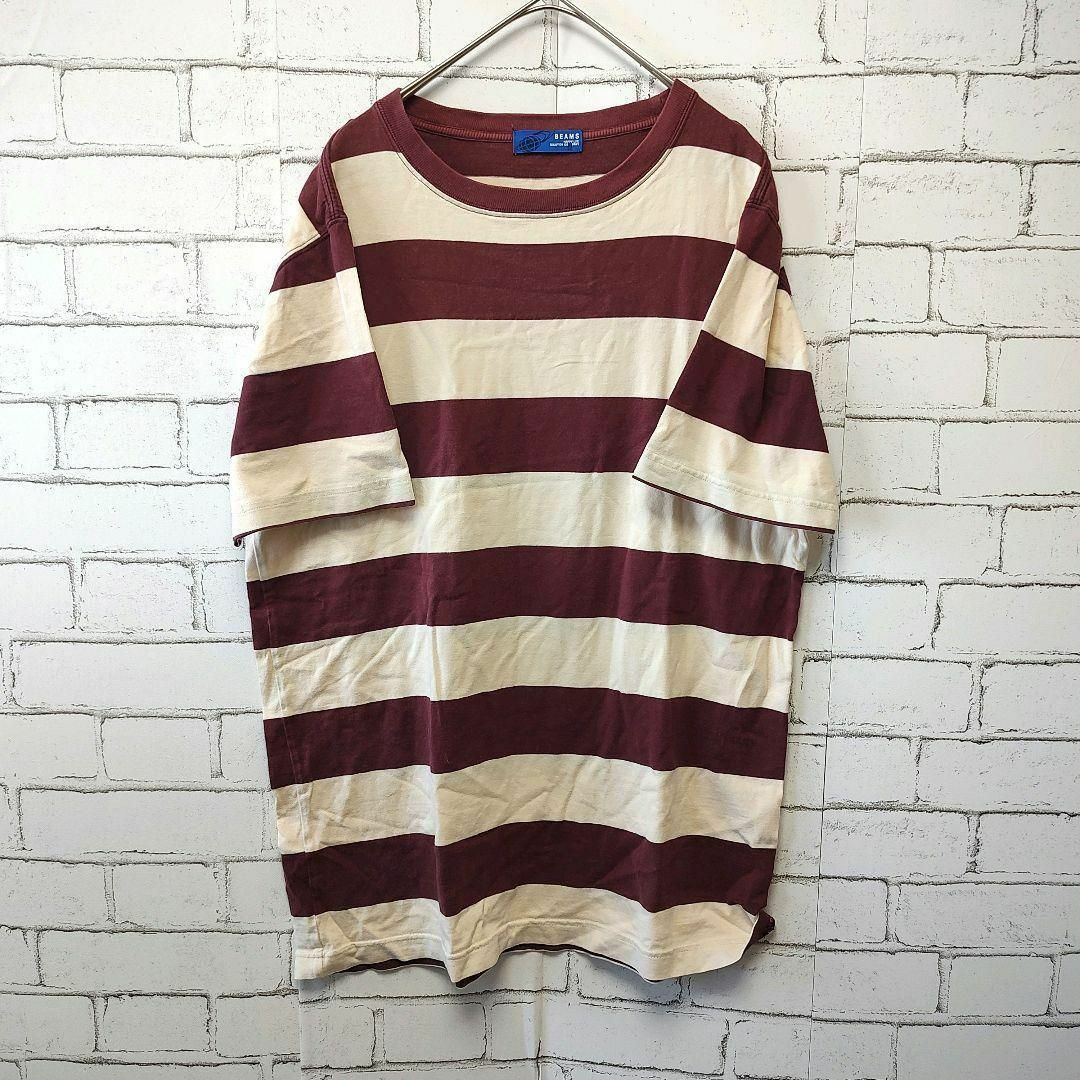 BEAMS(ビームス)の【BEAMS】トップス (M) ベージュ カジュアル ボーダー メンズのトップス(Tシャツ/カットソー(半袖/袖なし))の商品写真