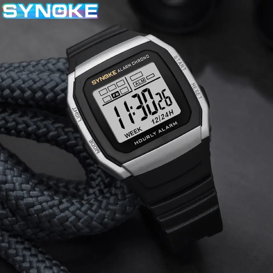 新品 SYNOKE スポーツデジタルウォッチ メンズ腕時計 ブラック＆グレー メンズの時計(腕時計(デジタル))の商品写真