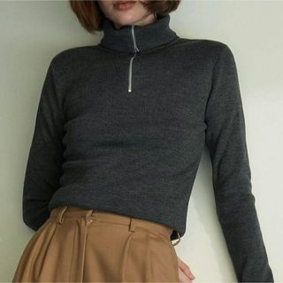 クラネ(CLANE)のCLANE ZIP TURTLE KNIT TOPS(ニット/セーター)