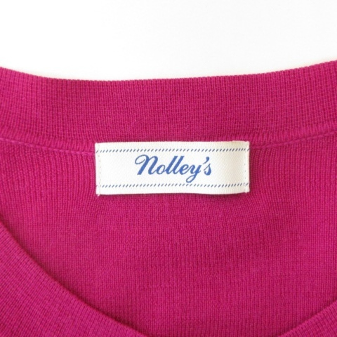 NOLLEY'S(ノーリーズ)のノーリーズ 美品 総針パール釦クルーネックカーディガン ライトパープル 38 レディースのトップス(カーディガン)の商品写真