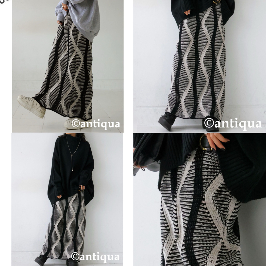 antiqua(アンティカ)の新品 antiqua アンティカ　モールヤーンニットスカート　ロングスカート レディースのスカート(ロングスカート)の商品写真